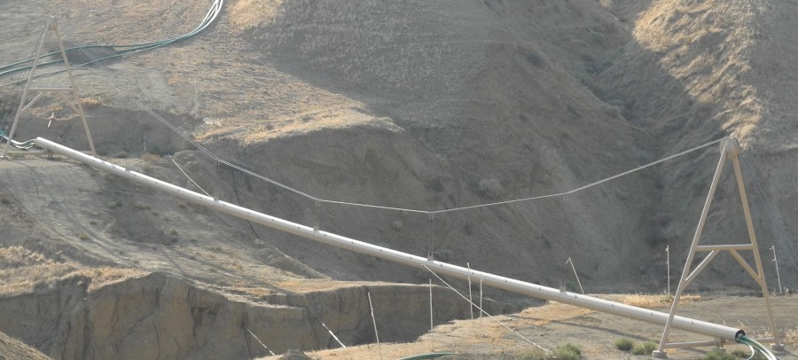 A pipe bridge for a 350 foot crossing